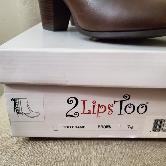 Brown ankle booties with lace-up back - Picture 6 of 6